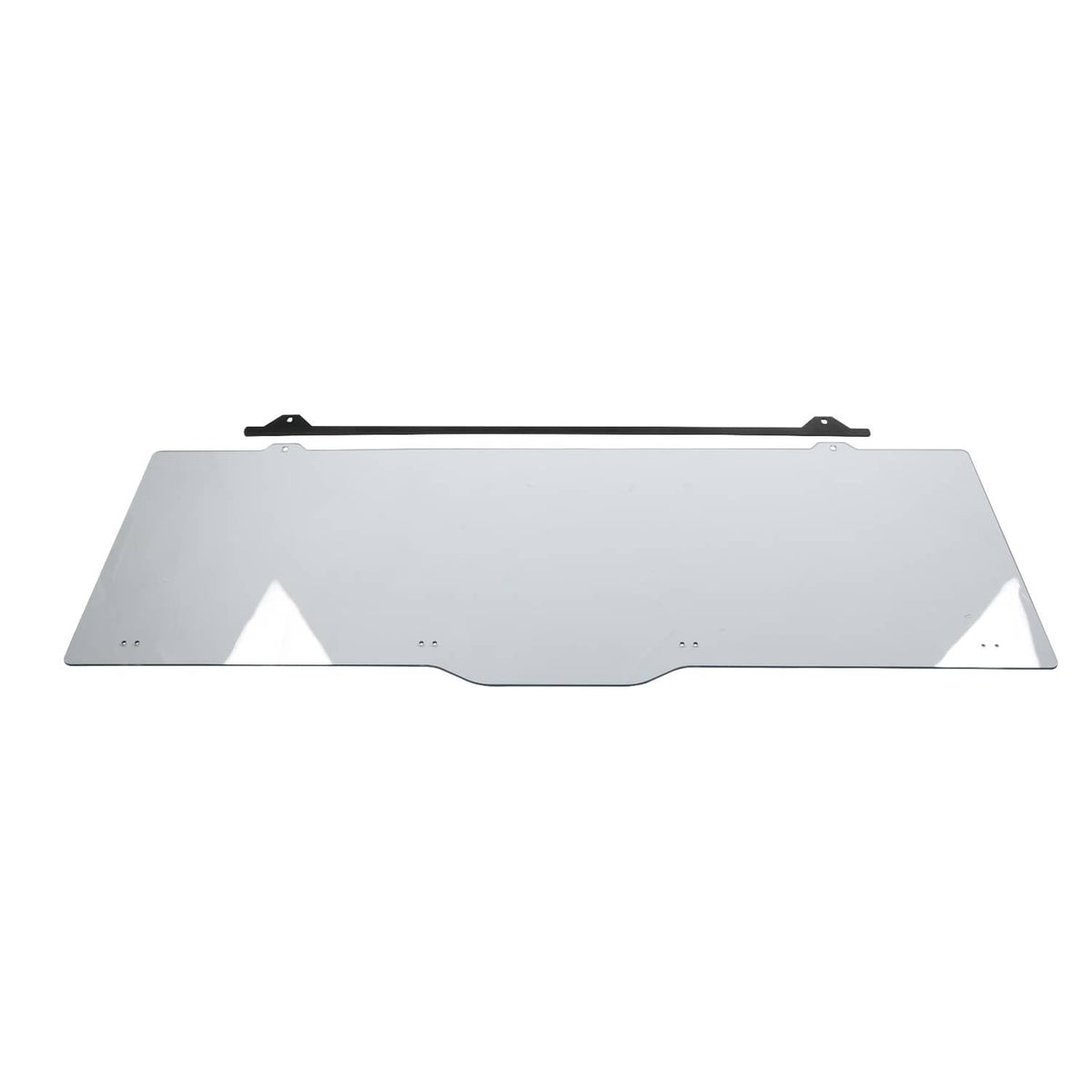 Rear sliding windshield window panel, frosted clear, with top mounting brackets