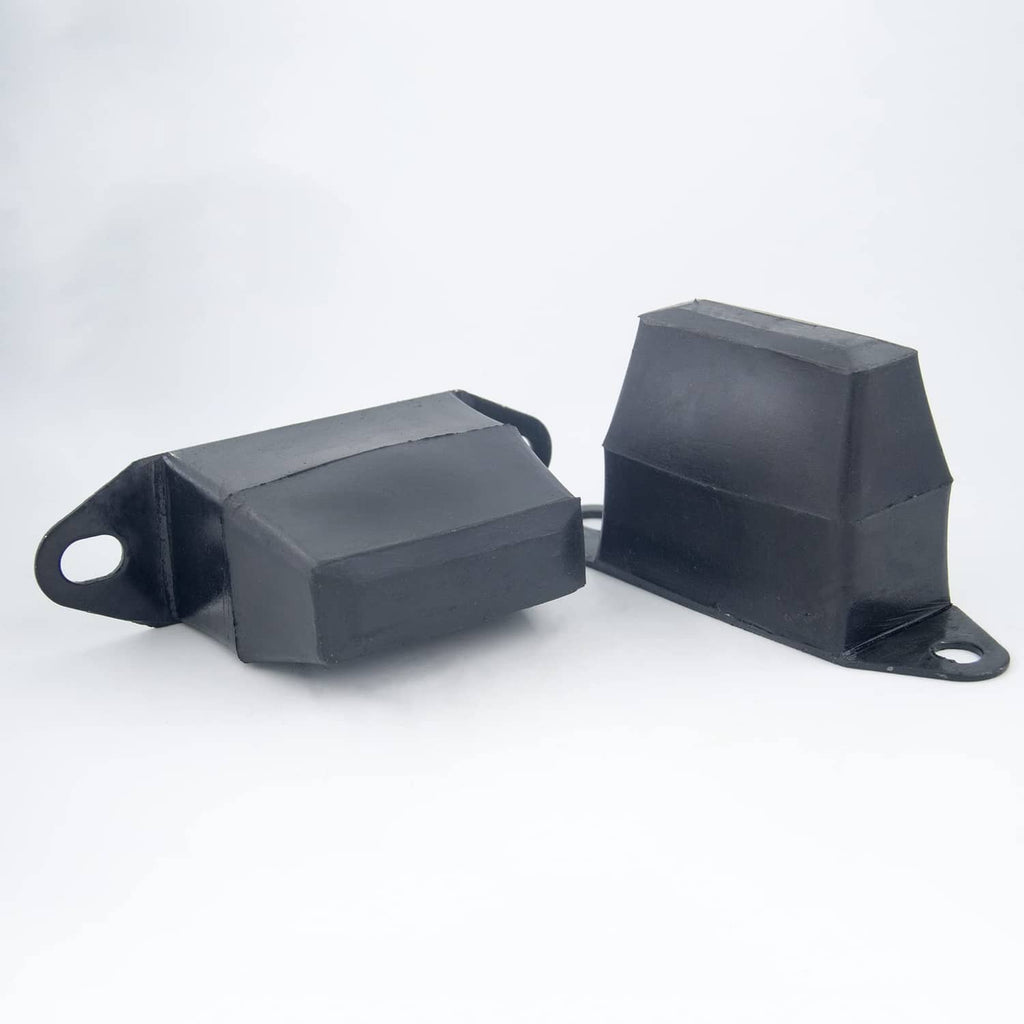 Rear suspension bump stop set, dark rubber blocks with U-bolt style mounting brackets