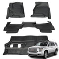 Black all-weather floor mat liners set with raised channels and cutouts