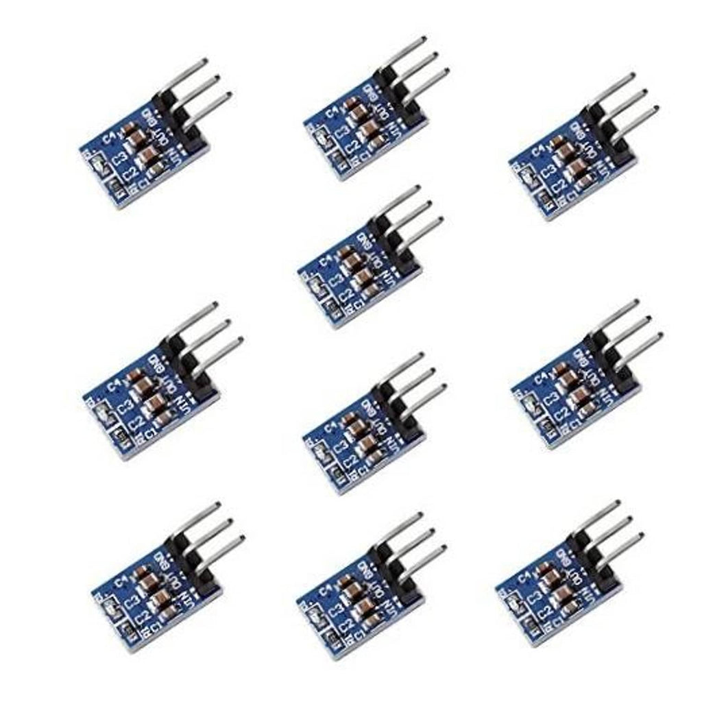 Set of 10 blue AMS1117 3.3V step-down voltage regulator boards with 3-pin headers