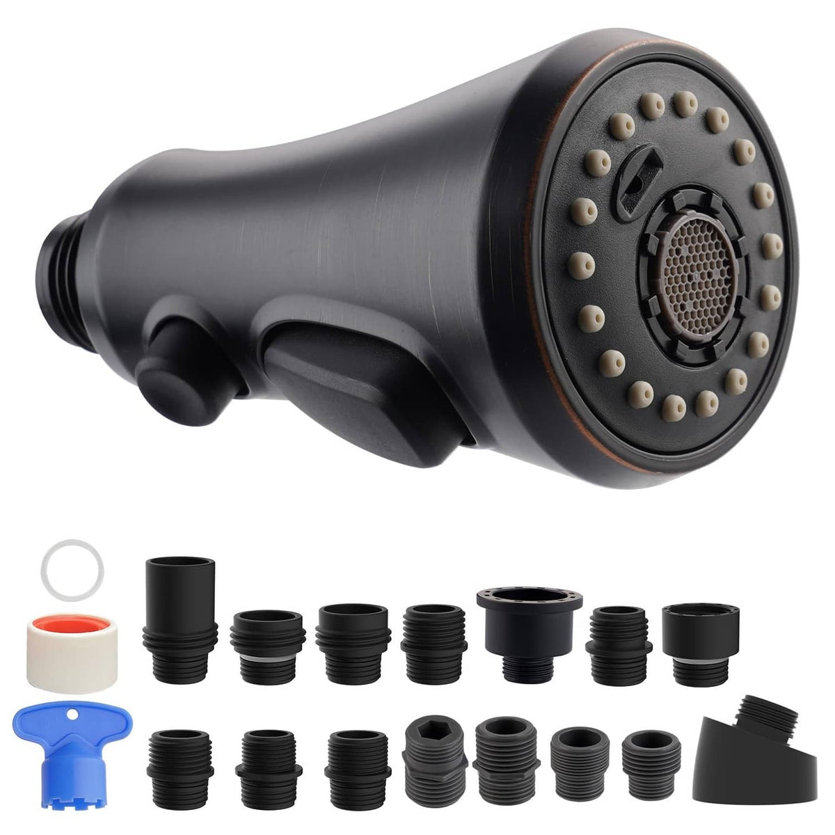 Oil-rubbed bronze pull-down kitchen faucet sprayer head with multi-hole spray face