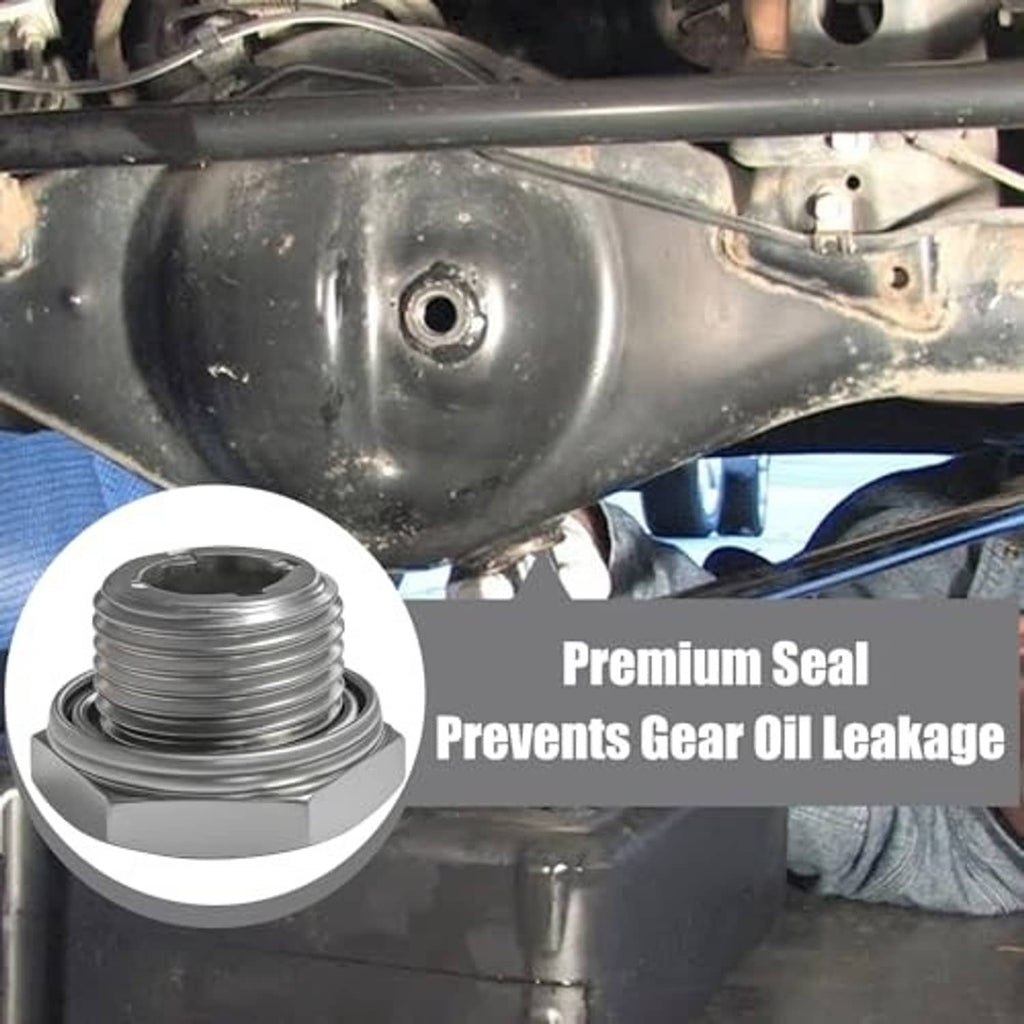 Differential drain plug installed on a rear axle housing cover