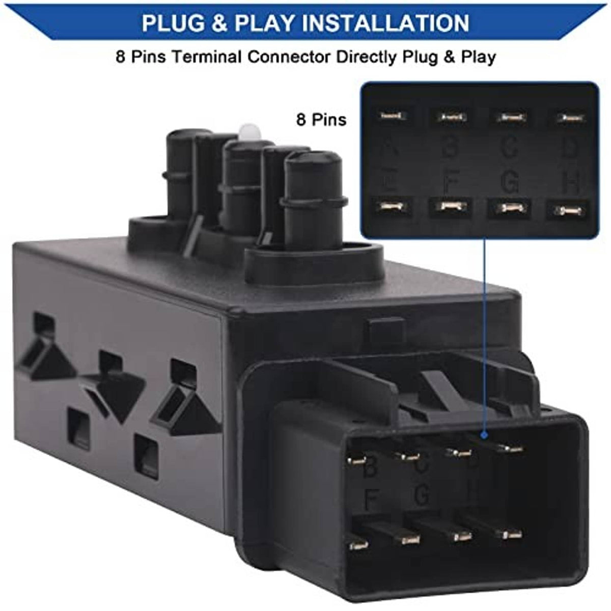 Black seat adjustment switch with 8-pin terminal connector plug
