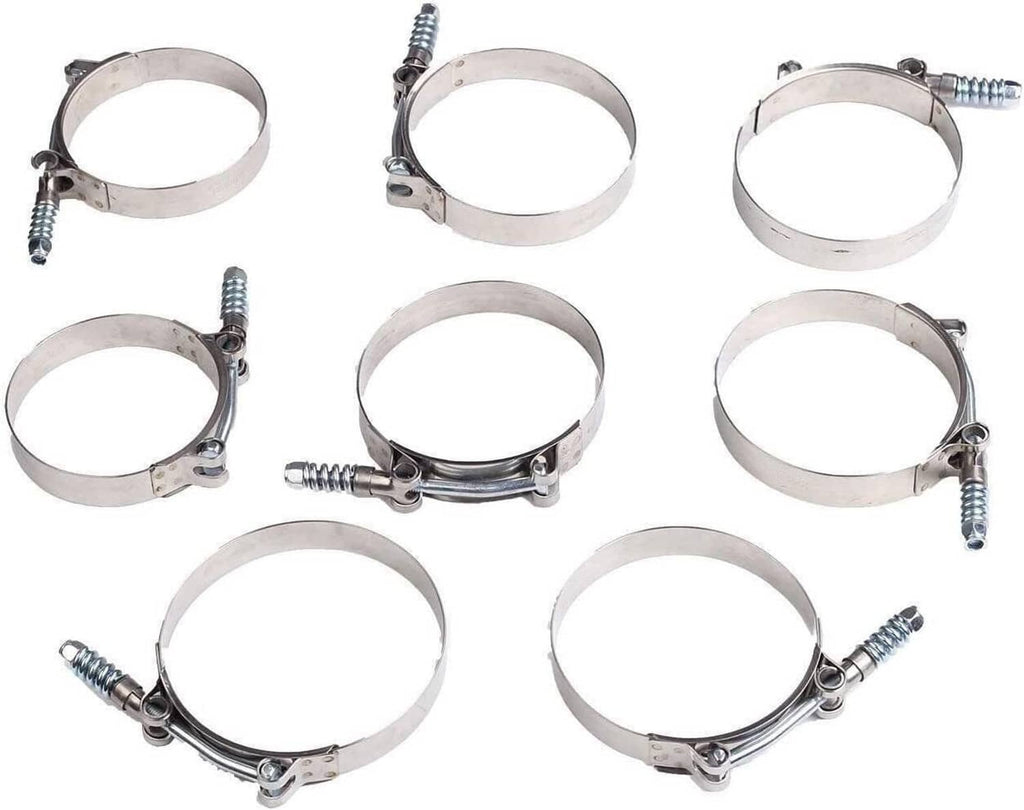 Stainless steel hose clamp rings with screws, assorted set