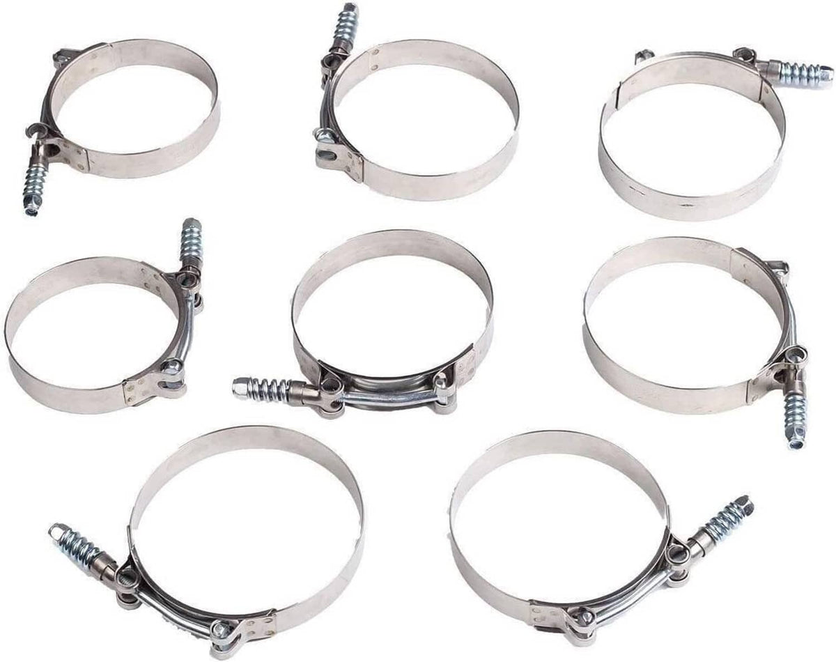 Stainless steel hose clamp rings with screws, assorted set