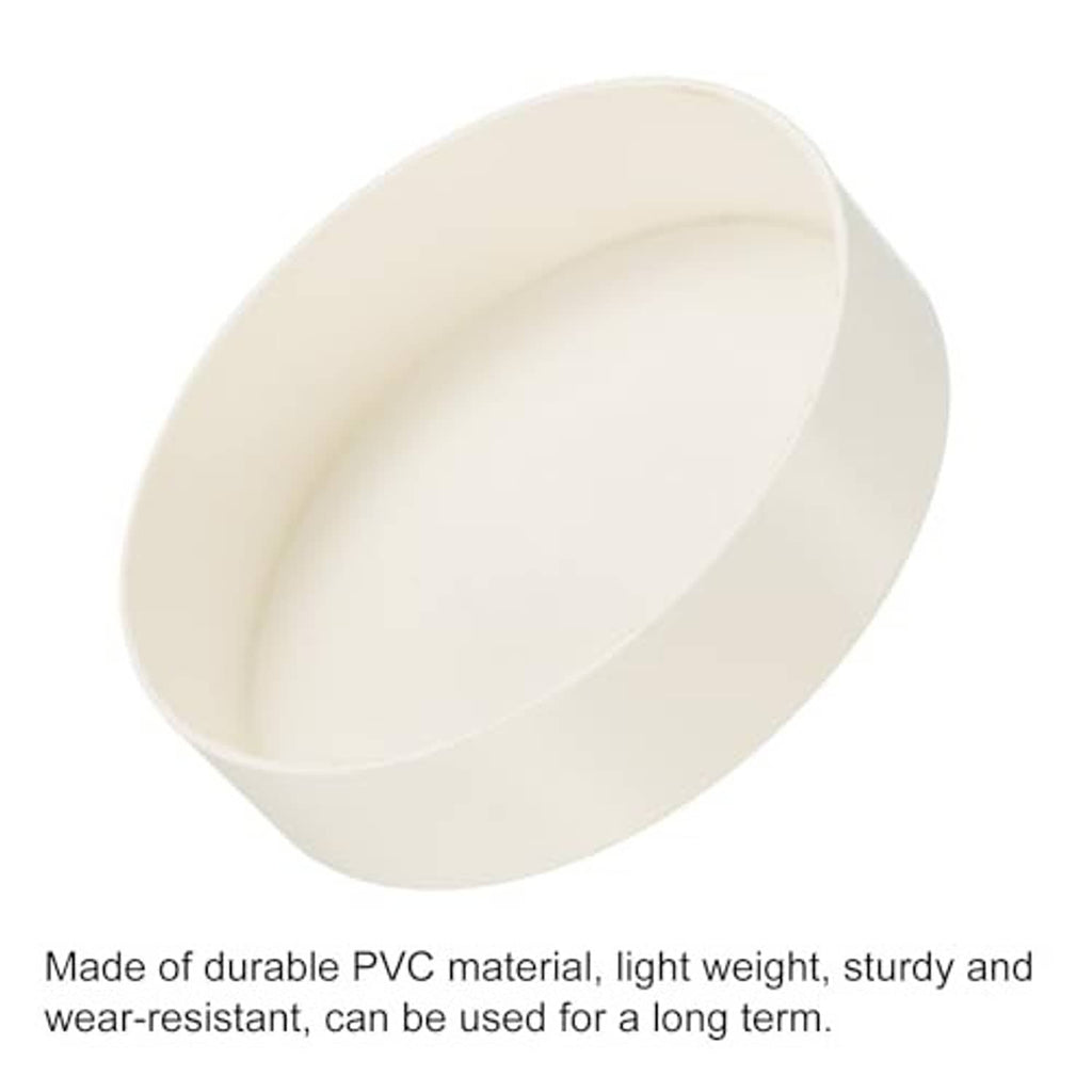 Close-up of a white PVC pipe end cap fitting cup opening