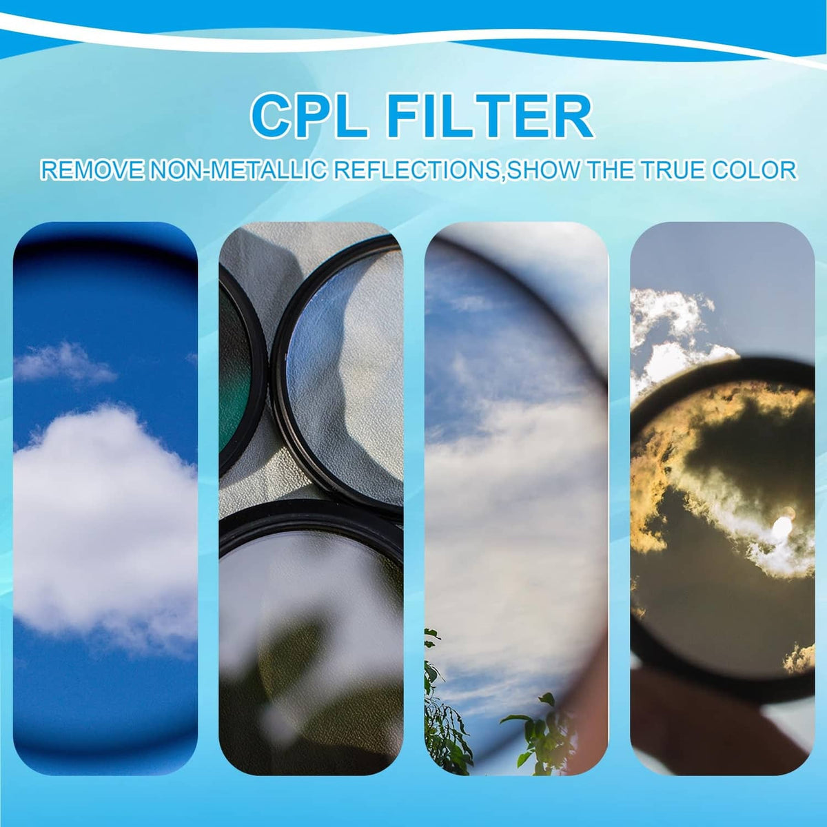 CPL camera polarizer filter ring for reducing reflections