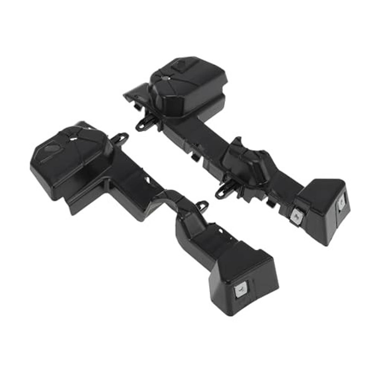Black front bumper bracket retainer set with side mounting tabs and clips