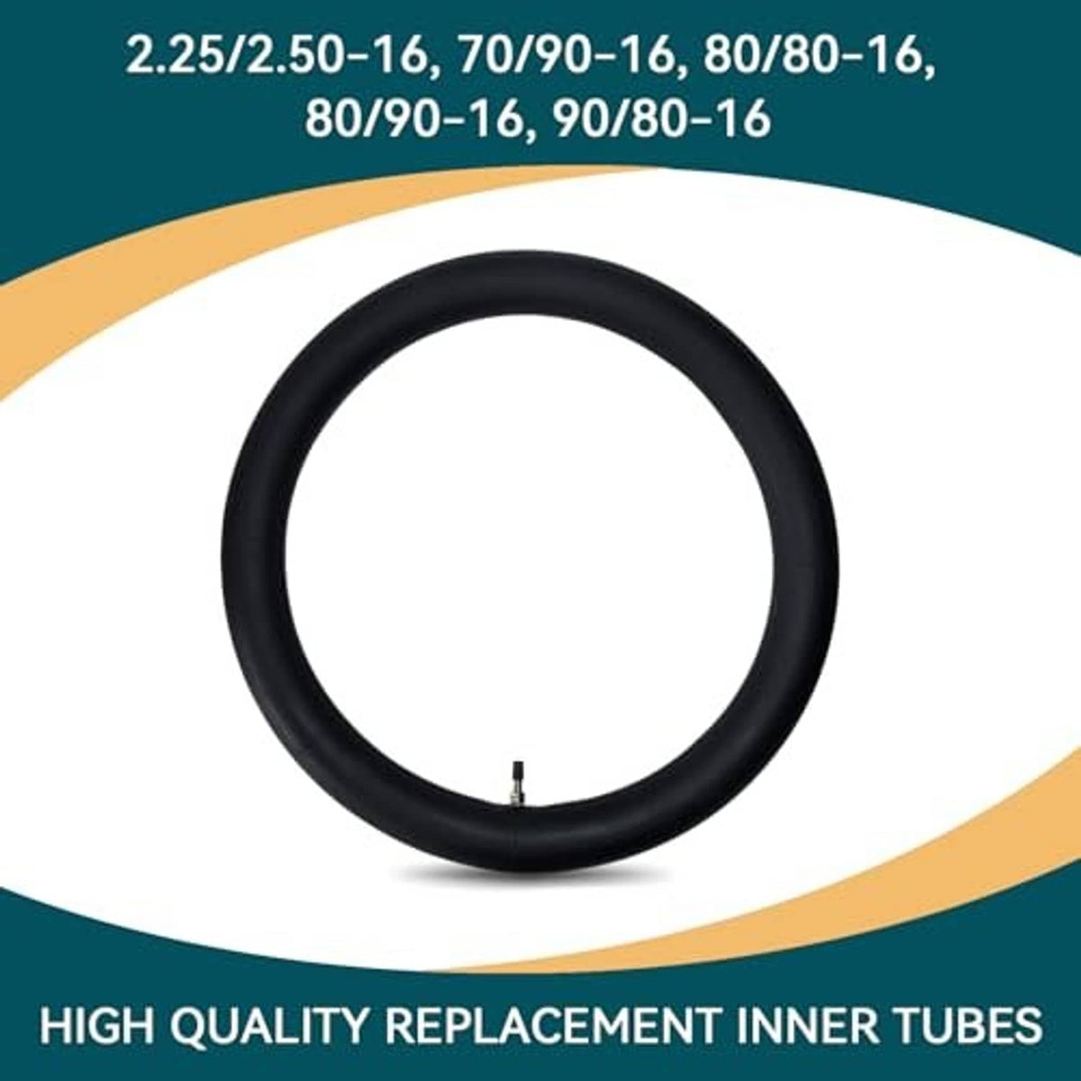 Single black inner tube ring with valve stem, compatible with 2.25/2.50-16 size.