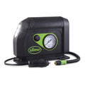 Portable tire inflator with analog pressure gauge, LED light, and air hose