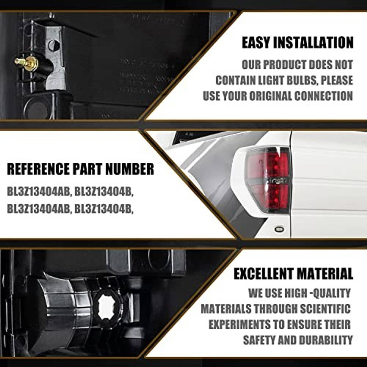 Rear tail light housing with mounting points and wiring/connectors, black plastic
