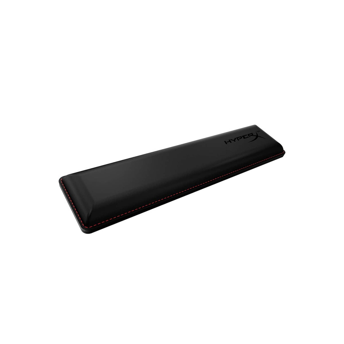 HyperX black wrist rest cushion with red stitching along the edges