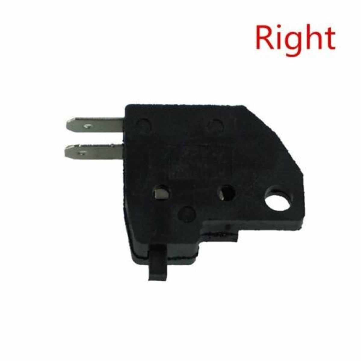 Motorcycle brake lever switch, black rectangular microswitch with metal prongs