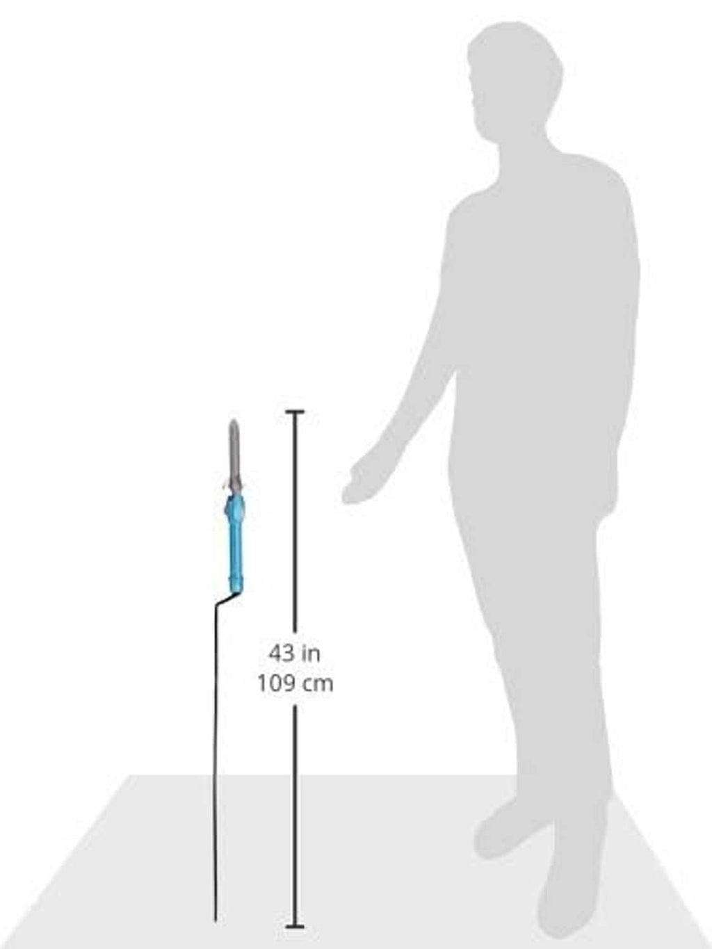 Spring curling iron length diagram showing 43 in cord