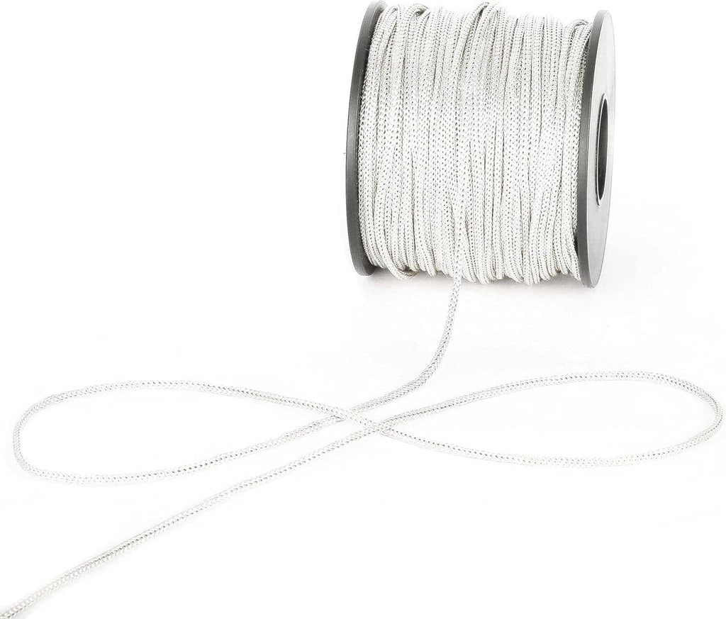 White braided nylon cord spool with two loose cord loops