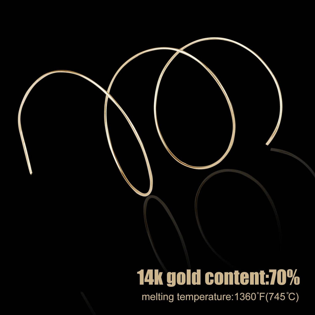 Gold-plated alloy solder wire with 14K gold content, 70% label and curved loops