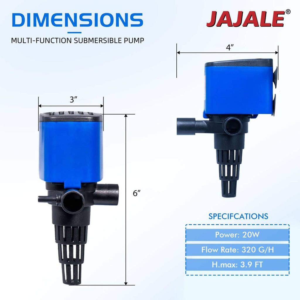 Blue and black submersible multi-function pump with two outlet pipes