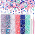 Flatback craft pearls assortment in blue, pink, white, and mint (mixed sizes)