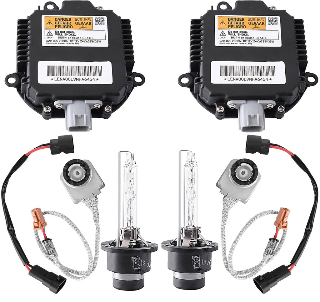 HID xenon ballast and igniter kit with two control modules and two D2S bulbs