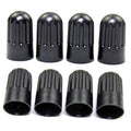 Black plastic long tire valve stem caps, 8-pack with ribbed tops