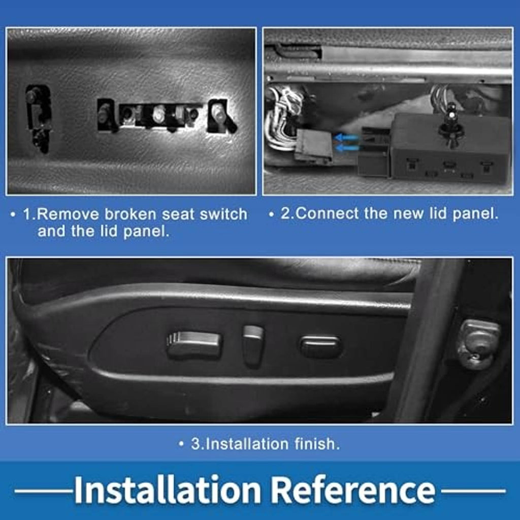 Power seat switch installation reference showing connector mounting on seat control