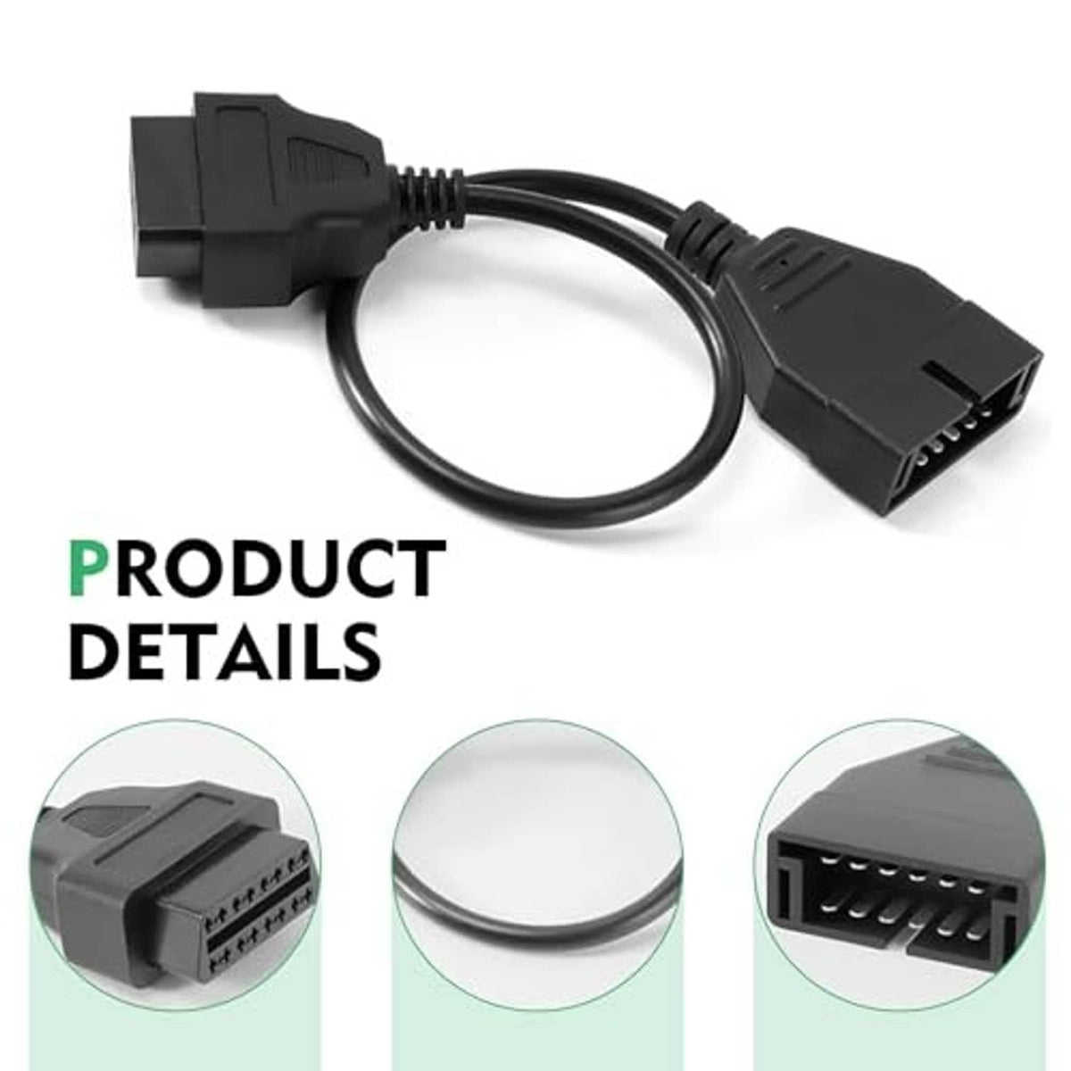 Diagnostic adapter cable with dual molded plugs and reinforced strain relief