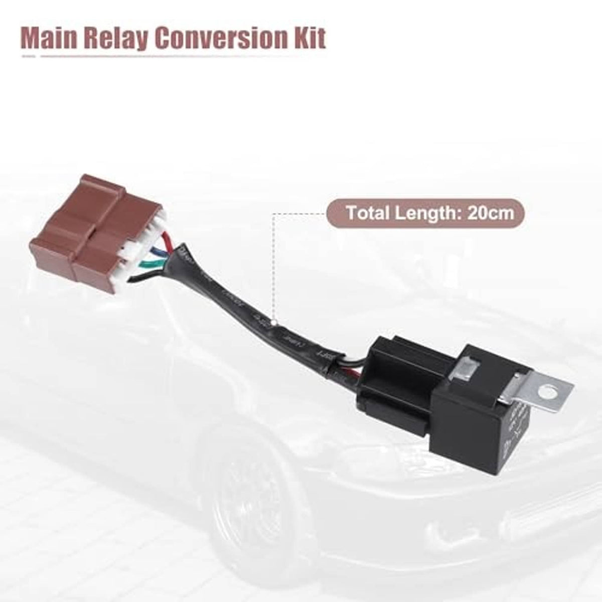 Main relay conversion harness kit with 20 cm cable and mounting bracket