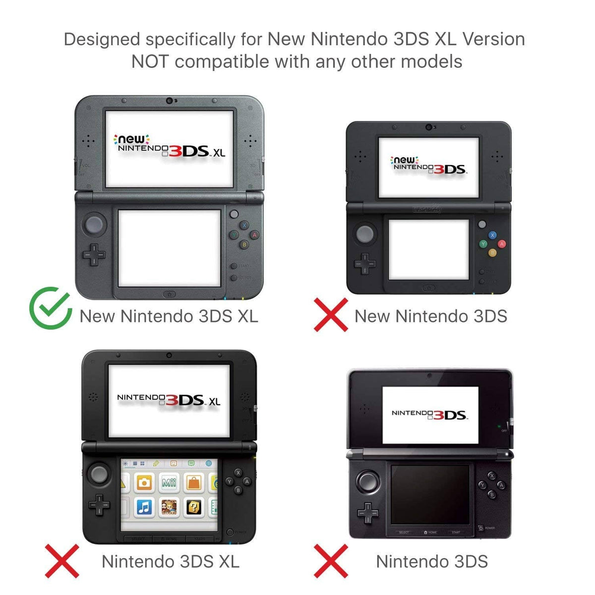 Transparent hard shell case designed for New Nintendo 3DS XL, not other models