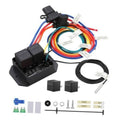 12V/24V digital radiator fan controller switch kit with relay, display, and wiring harness