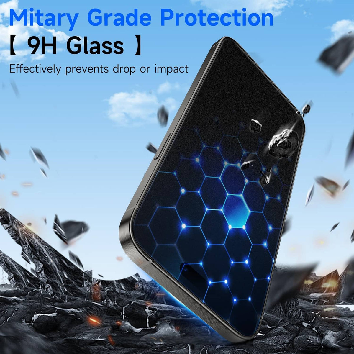Matte screen protector for iPhone 16 Pro Max with 9H glass impact protection