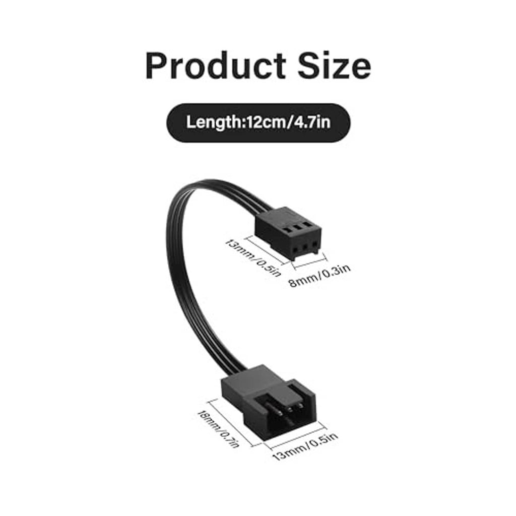 Fan adapter cable pair with black connectors and labeled cable length