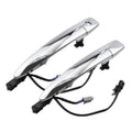Chrome exterior door handle set with mounting brackets and wiring harnesses
