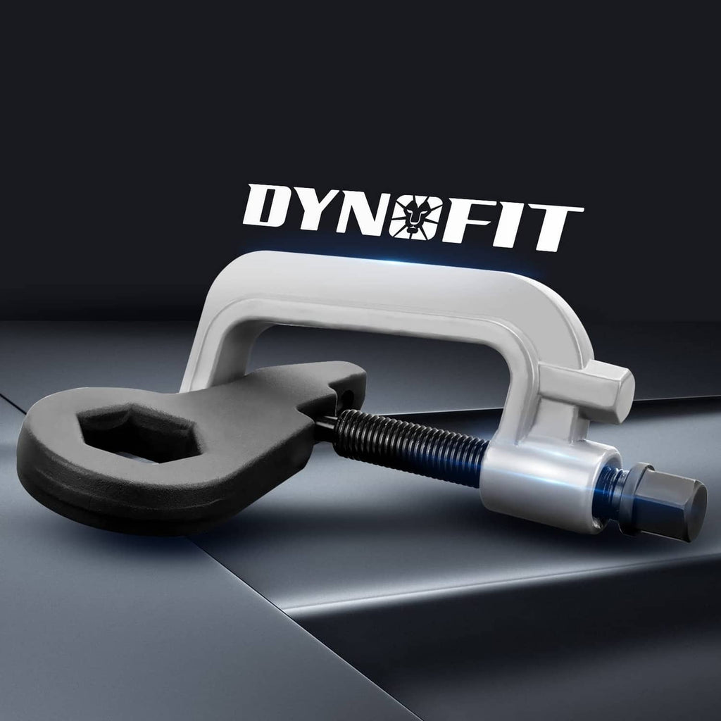 Gray-white torsion bar unloading tool with black fork handle and threaded screw
