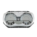 LCD speedometer gauge cluster with silver face and twin circular dials