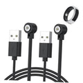 Black USB-A charging cable with two magnetic ring port connectors