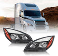 LED truck headlight pair with black housings and clear lenses, shown in front view