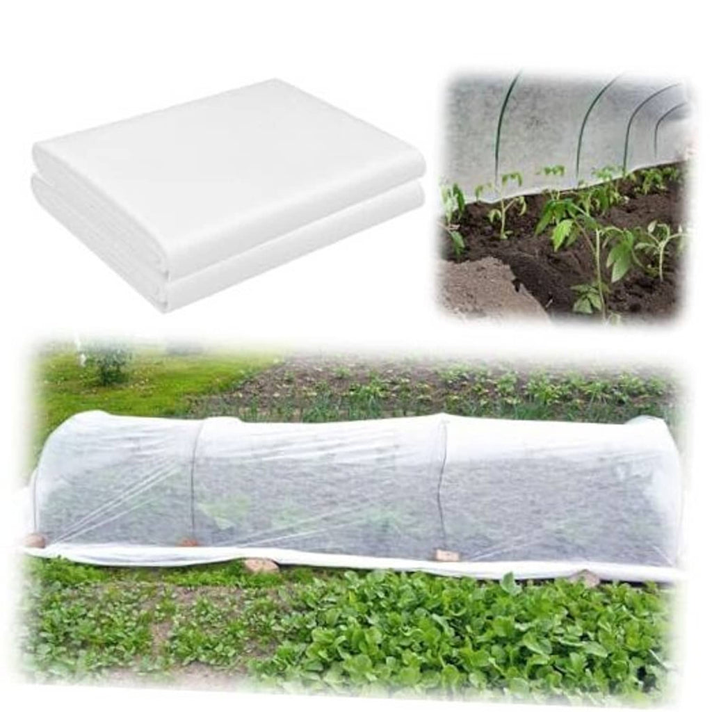 White shade cloth roll and folded sheet, lightweight garden cover for plants