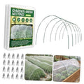 White ultra-fine garden mesh netting kit with arch hoops and packaged clips