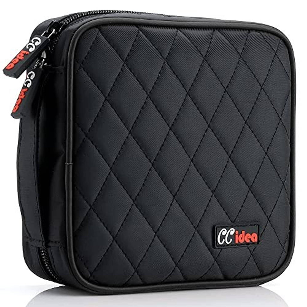 CC idea quilted black CD/DVD storage case with zipper and diamond stitching