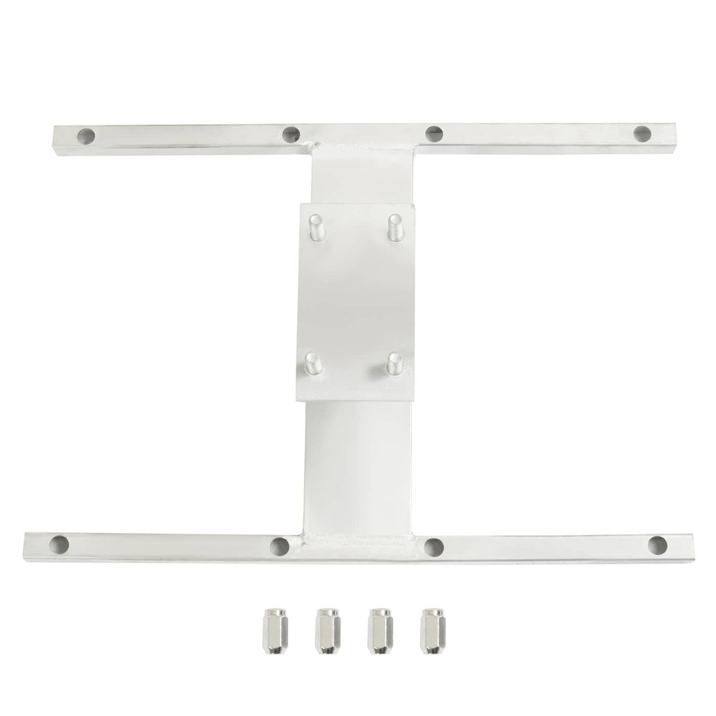 Aluminum H-mount spare tire carrier with mounting brackets and included lug hardware