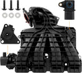 Black engine intake manifold assembly with runner control valve and air pressure sensor