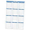 Blue 2026-2027 yearly wall calendar, large monthly grid with date boxes