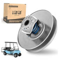 Silver secondary driven clutch assembly with blue coil springs and metal pulley