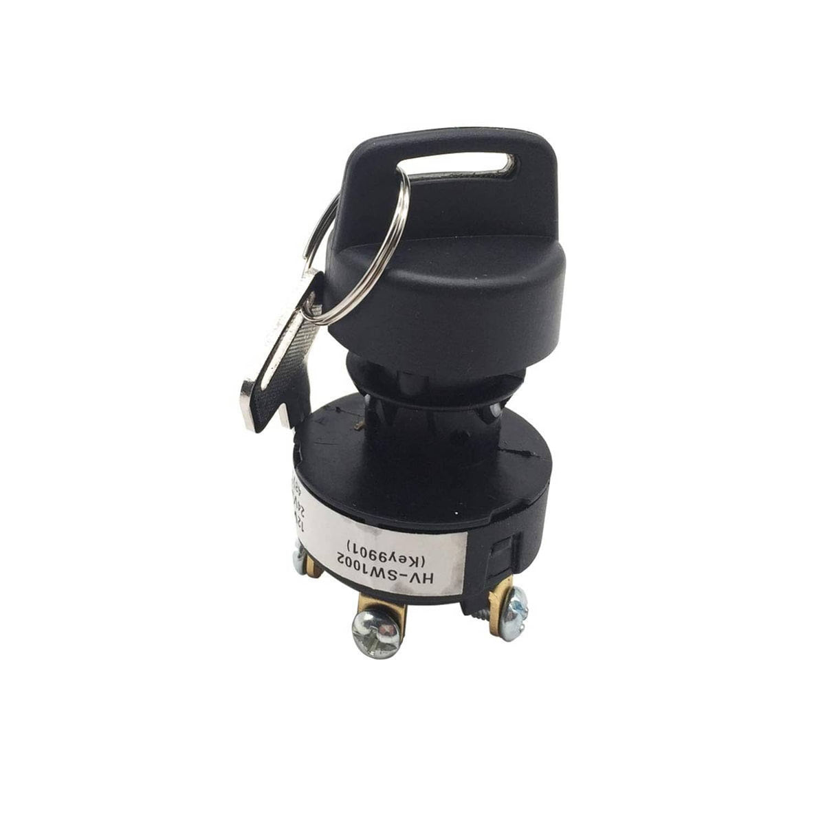 Ignition switch with two keys, black plastic housing and mounting hardware