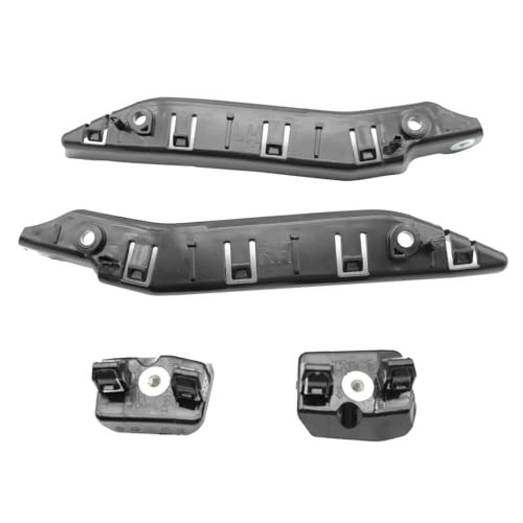 Front bumper bracket retainer set with two dark gray side brackets and mounting holes