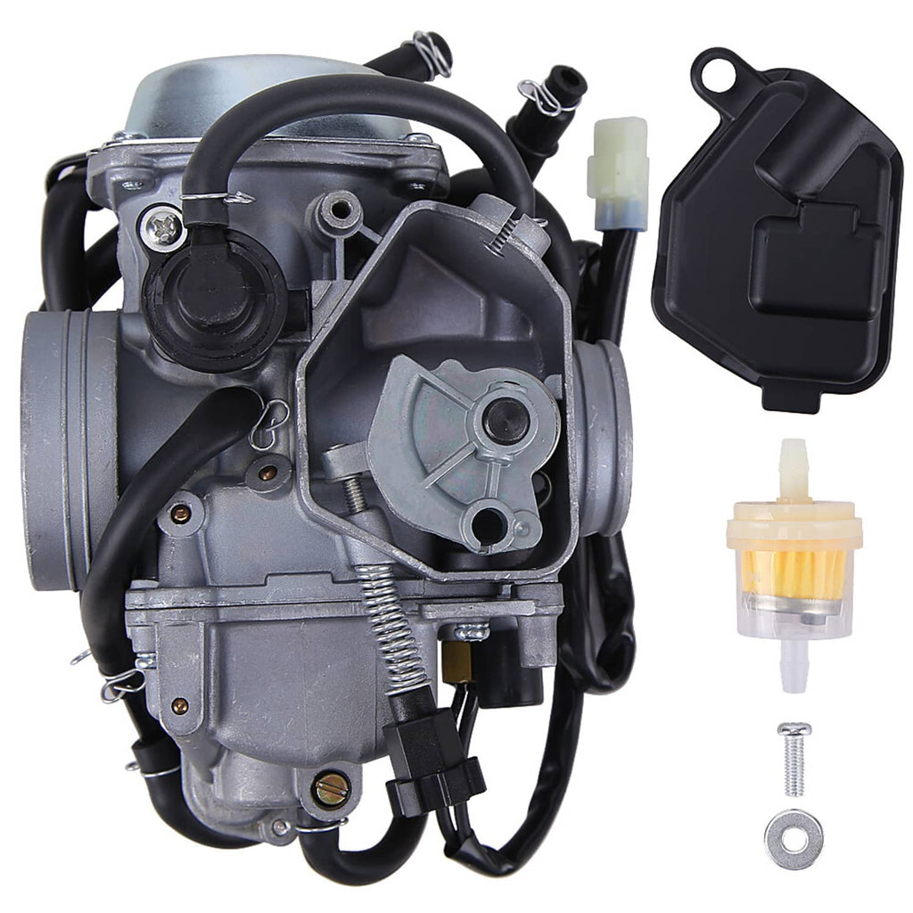 Carburetor assembly with vacuum/valve housing and black protective cover