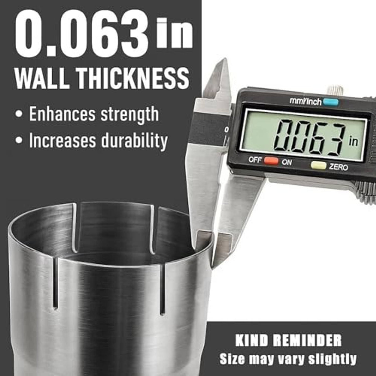 Stainless steel exhaust adapter coupler with thick wall and open inner channel