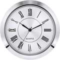 Silver quartz clock insert with Roman numeral dial and black clock hands