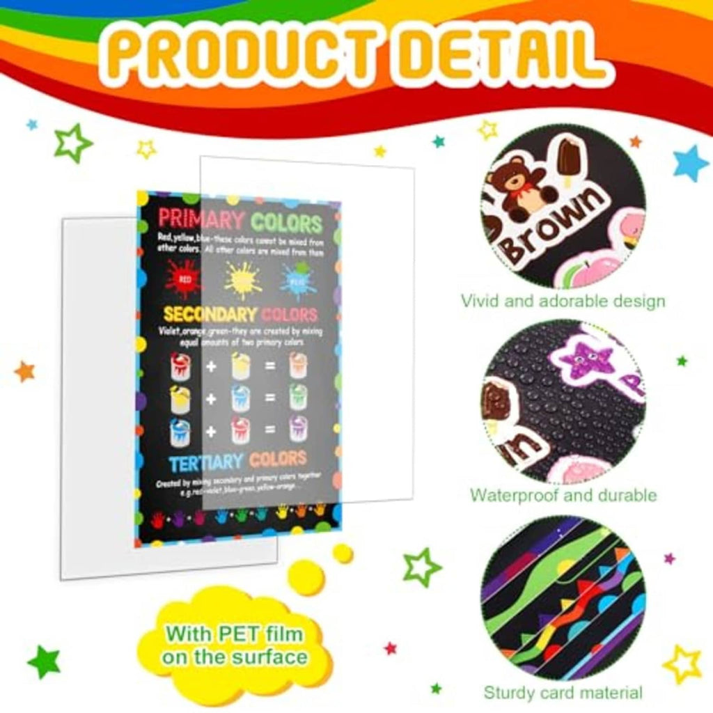 Laminated color theory posters with waterproof durable card and pet film coating