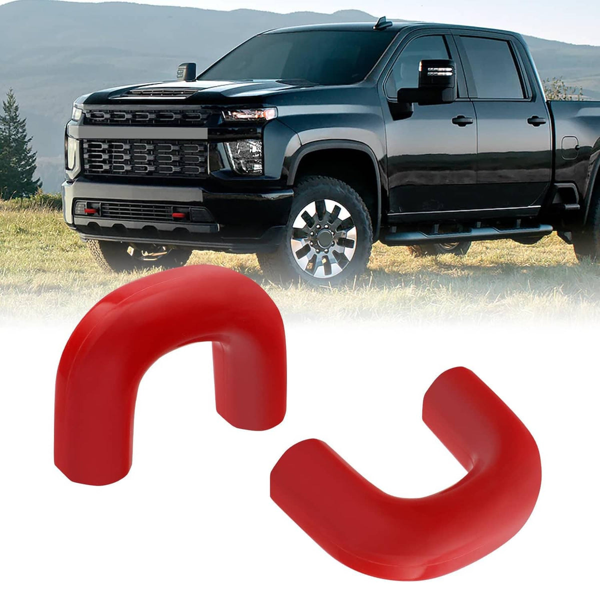 Red silicone tow hook cover, U-shaped protective piece